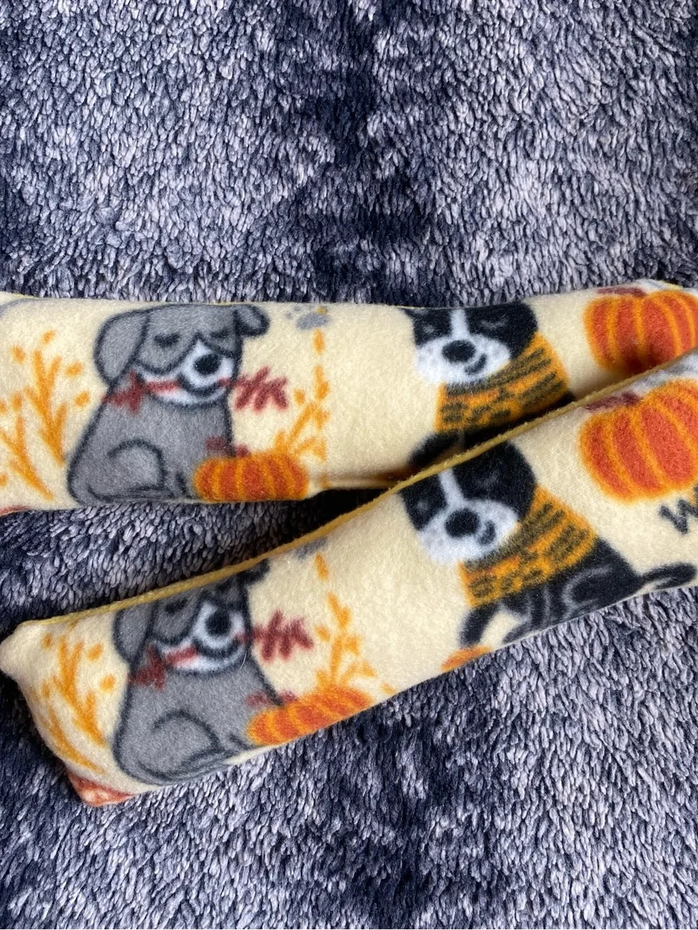 Handmade Yellow Multicolored Dog Patterned Soft Squeaker Toy Pair